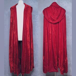 Red Velvet Hooded Cape 50" Long Double Lined Heavyweight Halloween Costume